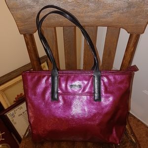 Tumi patent leather shoulder tote
